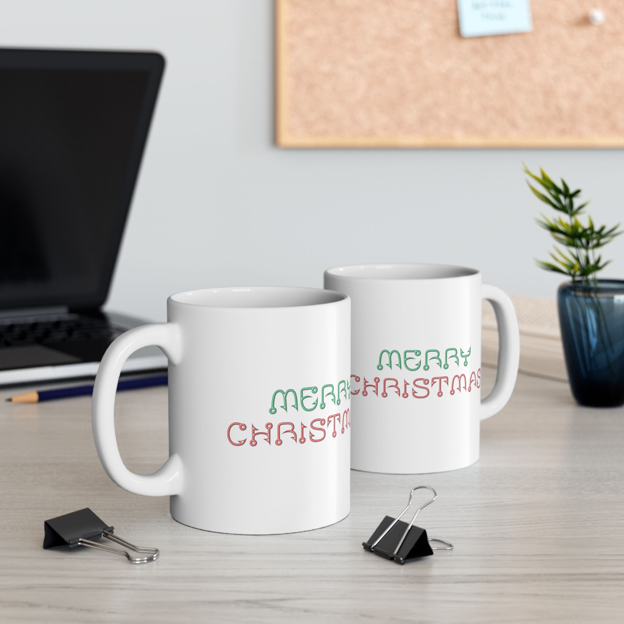 Merry Christmas Ceramic Mug — Festive Red & Green Holiday Coffee Cup (11oz, 15oz)