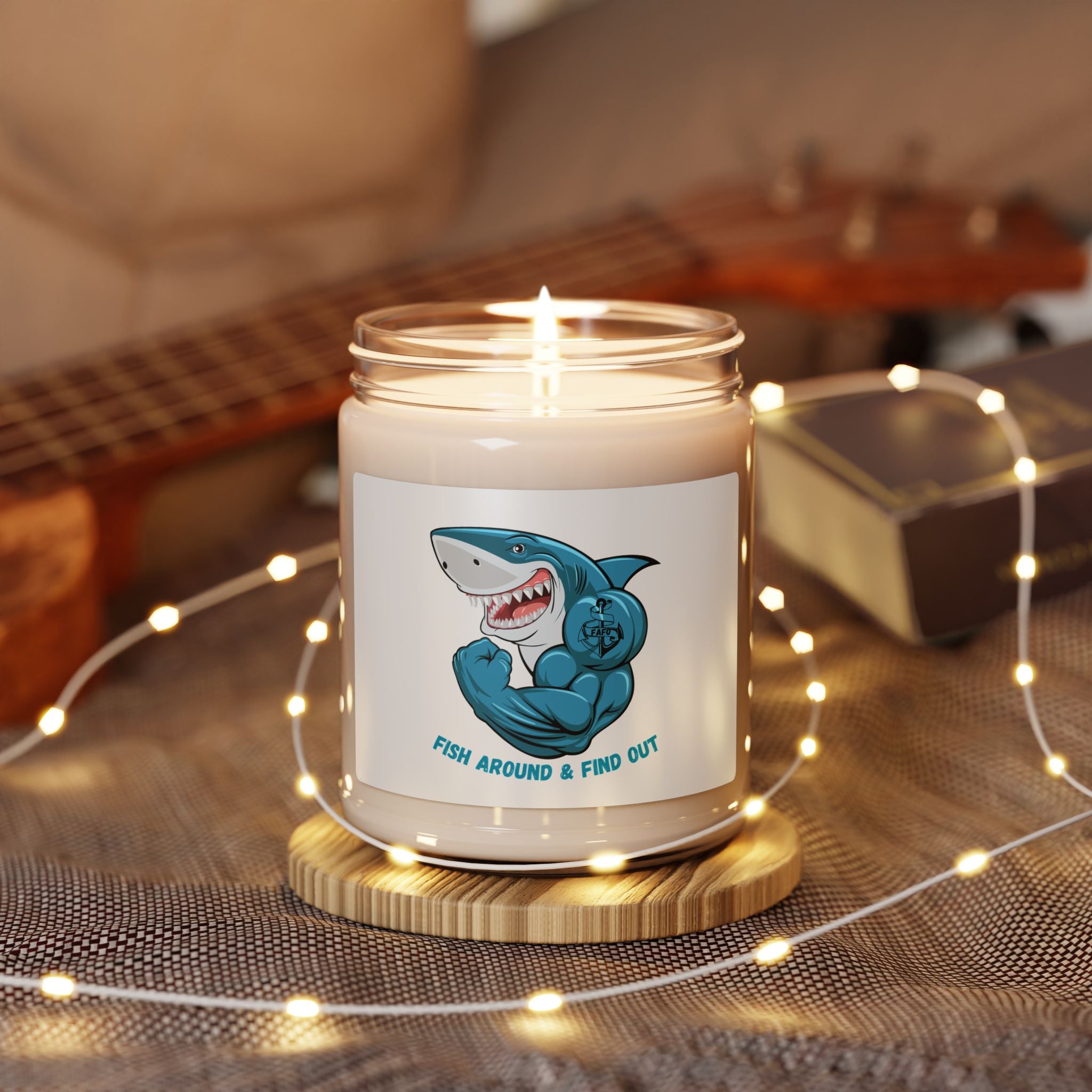 "Fish Around & Find Out" Scented Soy Candle - 9oz Shark Design