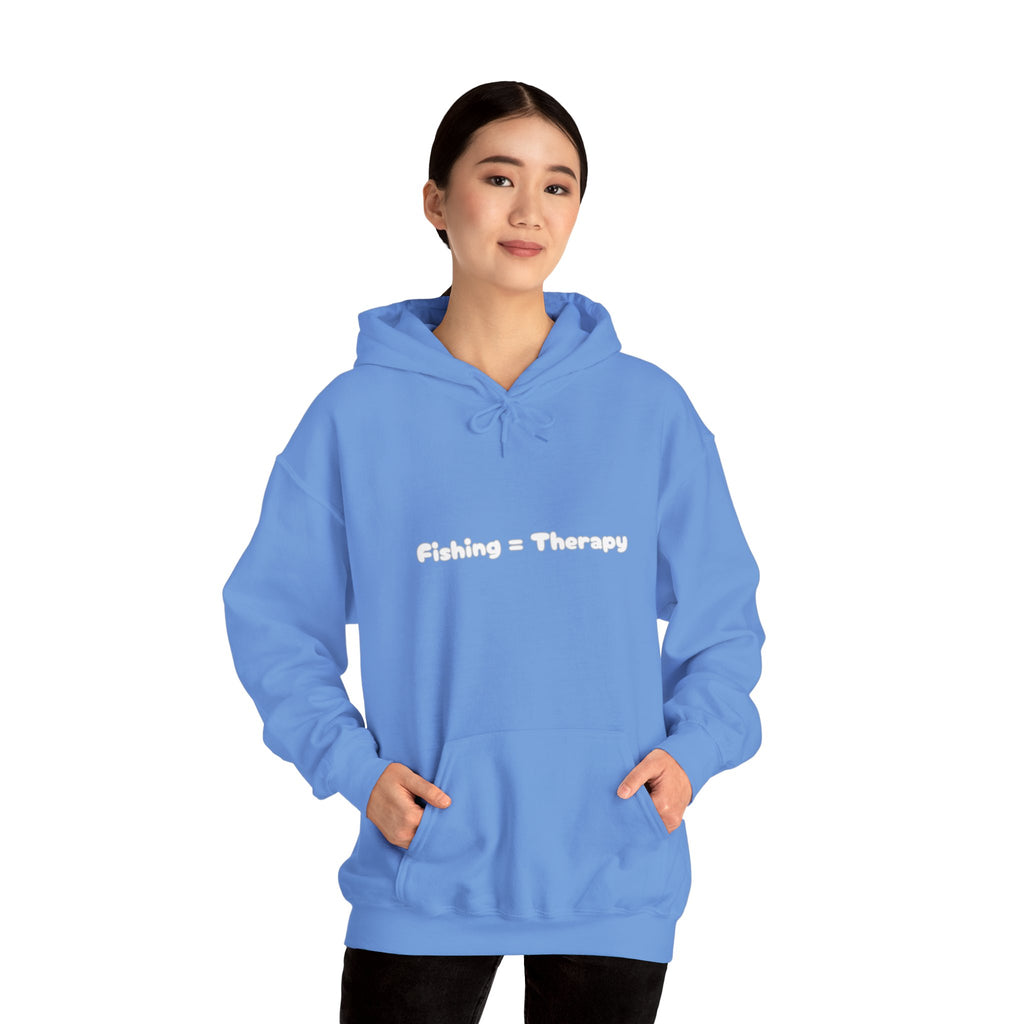 "Fishing = Therapy" Unisex Heavy Blend Hoodie - Perfect Gift for Anglers & Outdoor Lovers