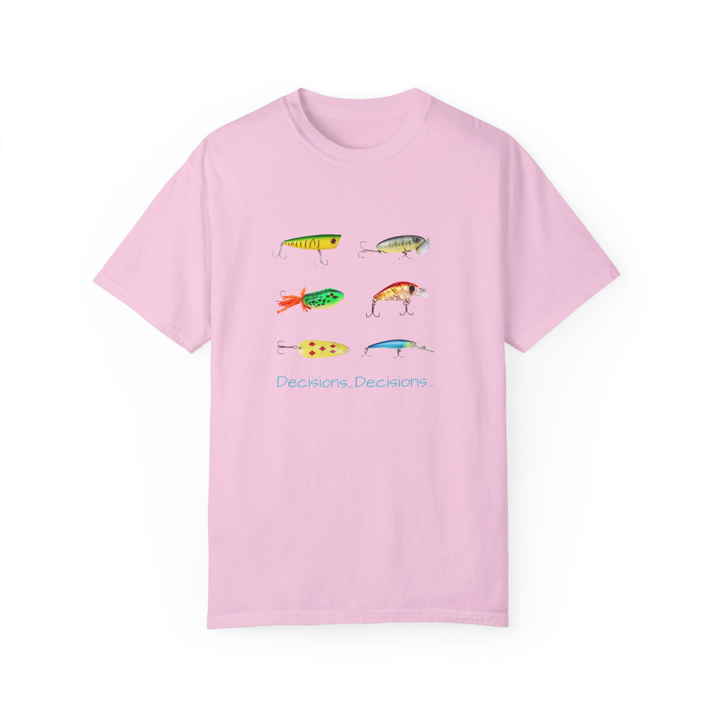Unisex Fishing Theme T-Shirt - "Decisions, Decisions" Graphic Tee