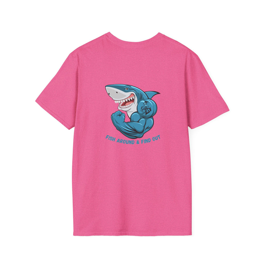 Humorous Unisex Softstyle T-Shirt - "Fish Around and Find Out - FAFO" Shark Design