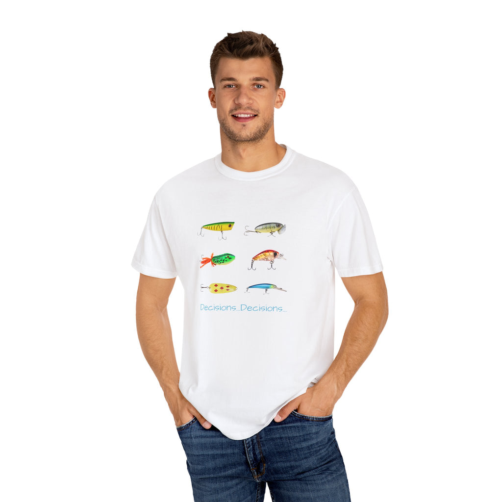 Unisex Fishing Theme T-Shirt - "Decisions, Decisions" Graphic Tee