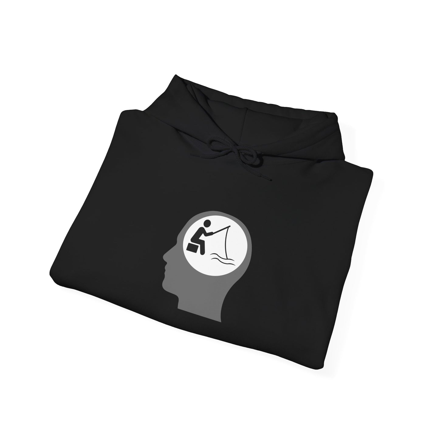 "Fishing On The Brain" Hoodie - Unisex Heavy Blend Sweatshirt with Relaxing Design