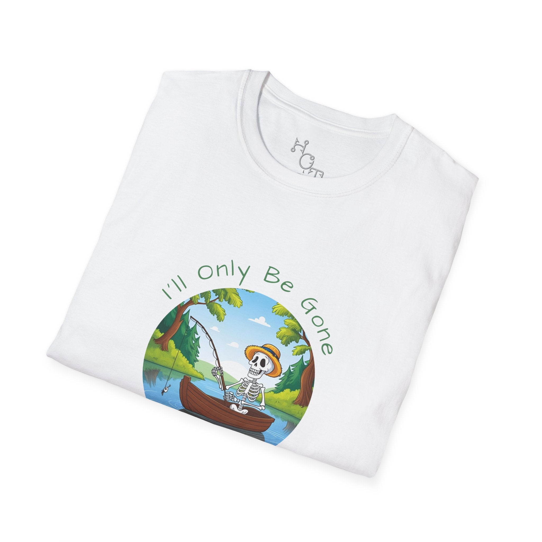 "I'll Only Be Gone A Couple Hours" Fishing Theme Unisex Softstyle T-Shirt – Perfect for Nature Lovers & Weekend Adventurers
