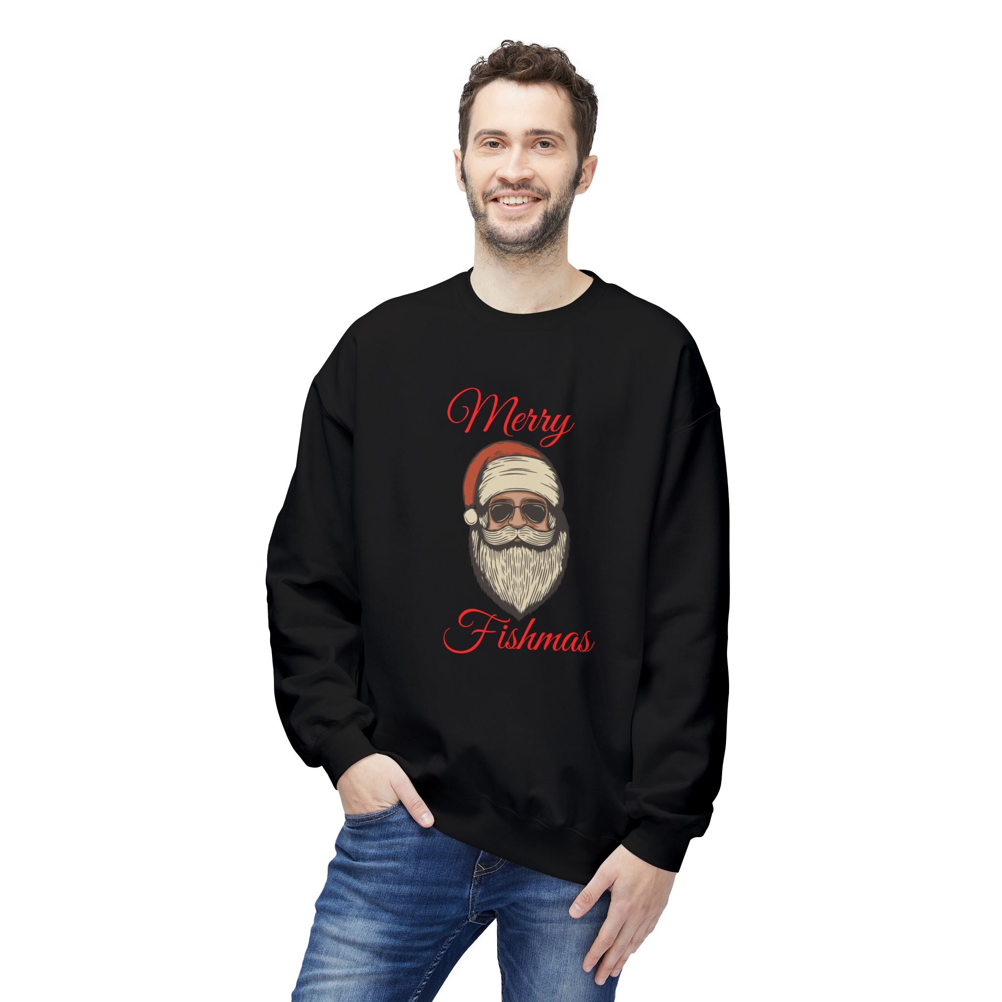 Merry Fishmas Sweatshirt — Santa Fish Holiday Crewneck