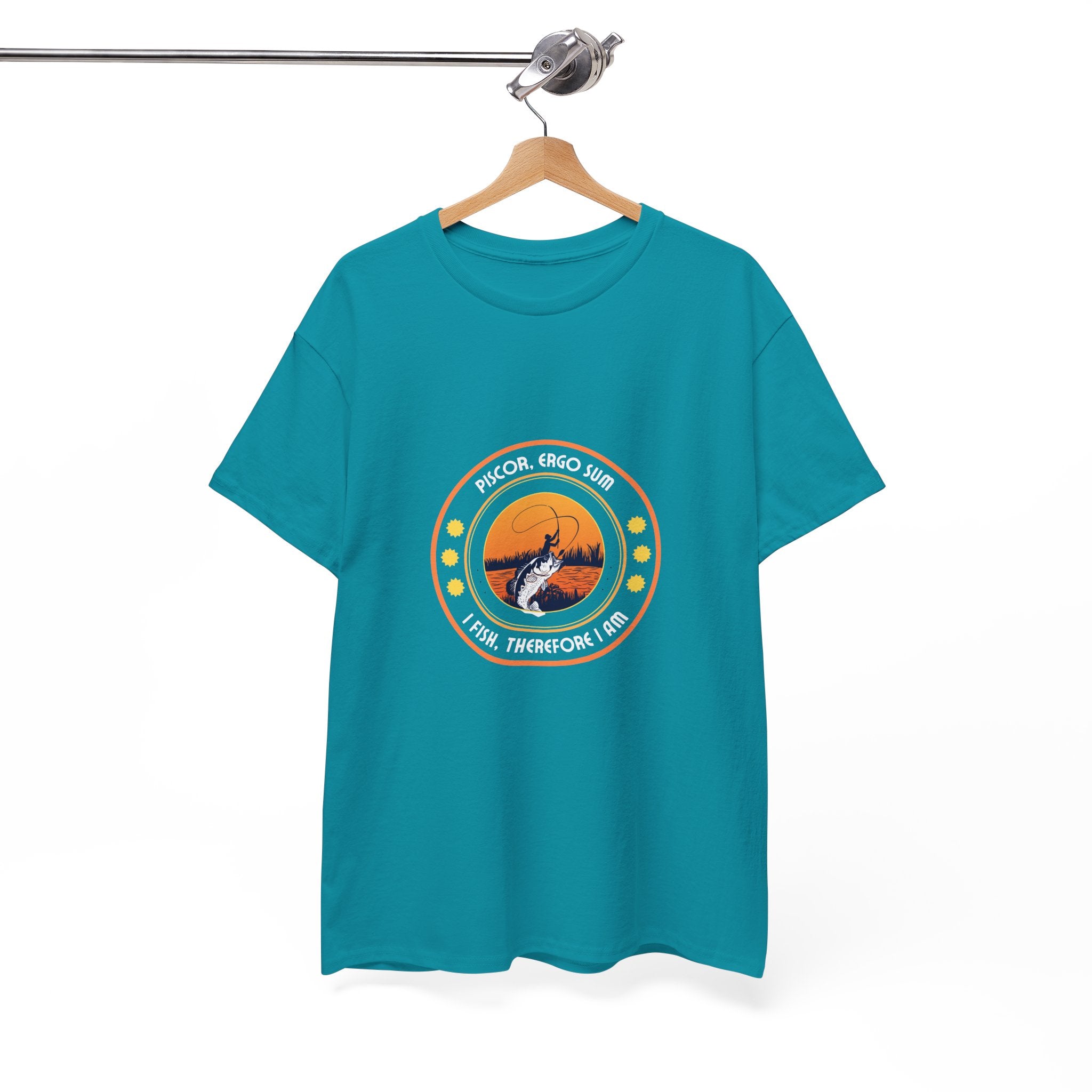 "I Fish, Therefore I Am" Unisex Heavy Cotton Tee - Graphic T-Shirt with Fishing Motif