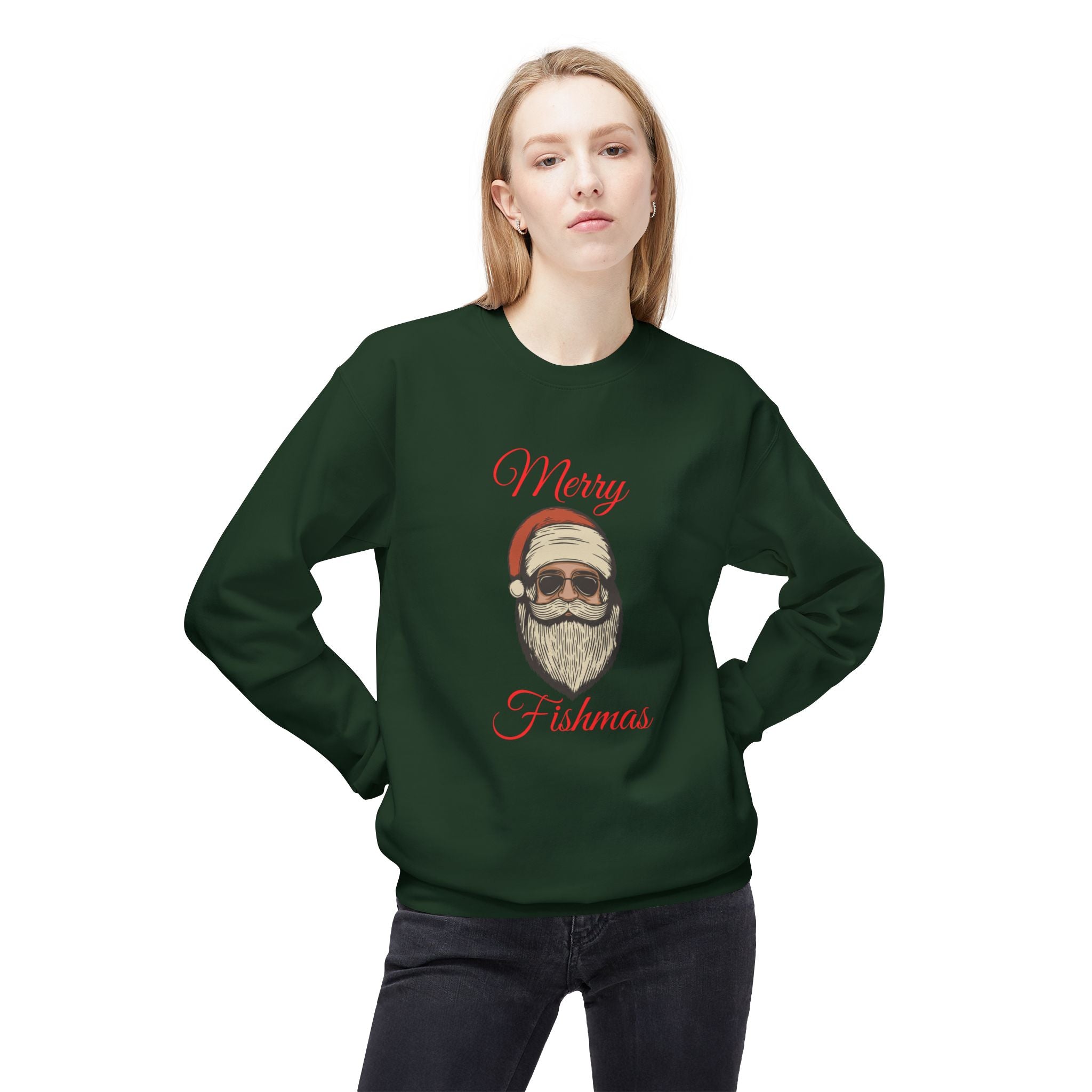 Merry Fishmas Sweatshirt — Santa Fish Holiday Crewneck