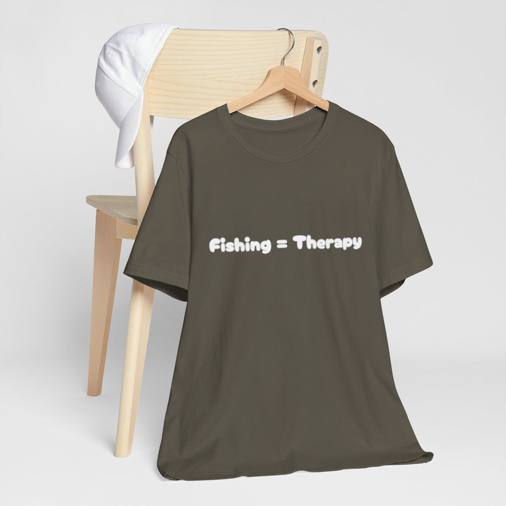 Unisex  "Fishing = Therapy" Jersey Short Sleeve Tee.