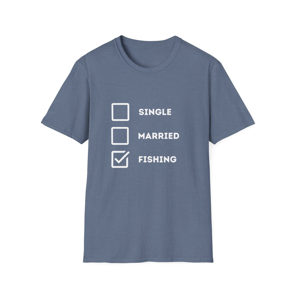 Unisex Softstyle "Single Married Fishing Check Box" T-Shirt - Comfortable Everyday Wear