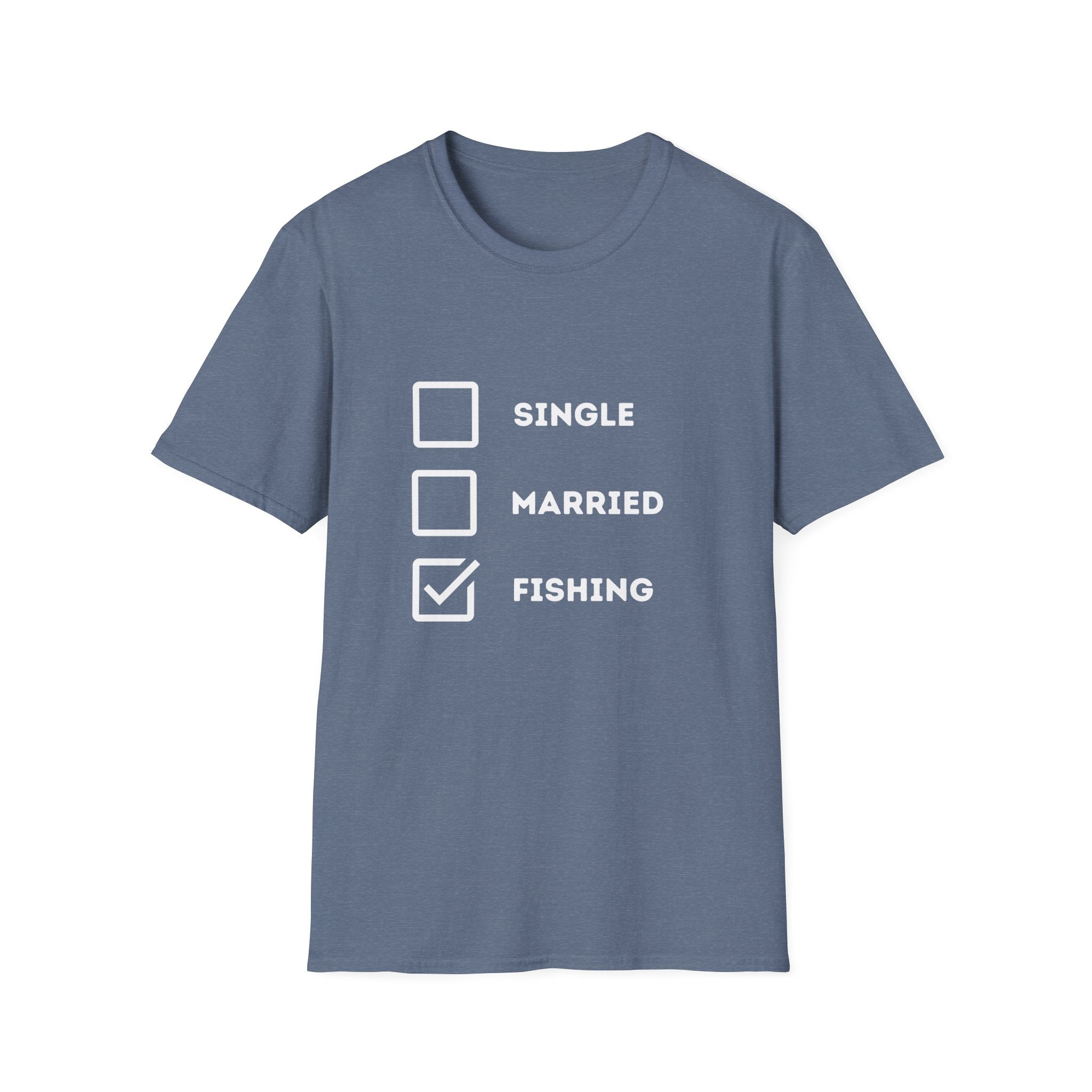 Unisex Softstyle "Single Married Fishing Check Box" T-Shirt - Comfortable Everyday Wear