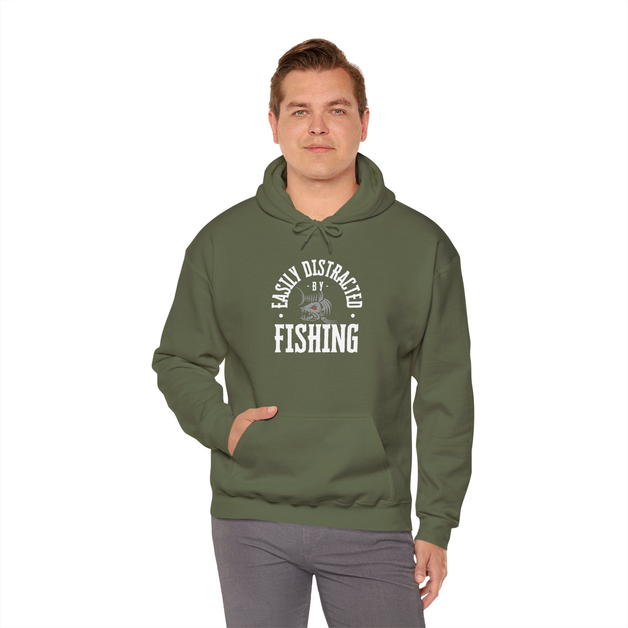 "Easily Distracted by Fishing" Hoodie - Unisex Heavy Blend Sweatshirt for Fishing Lovers