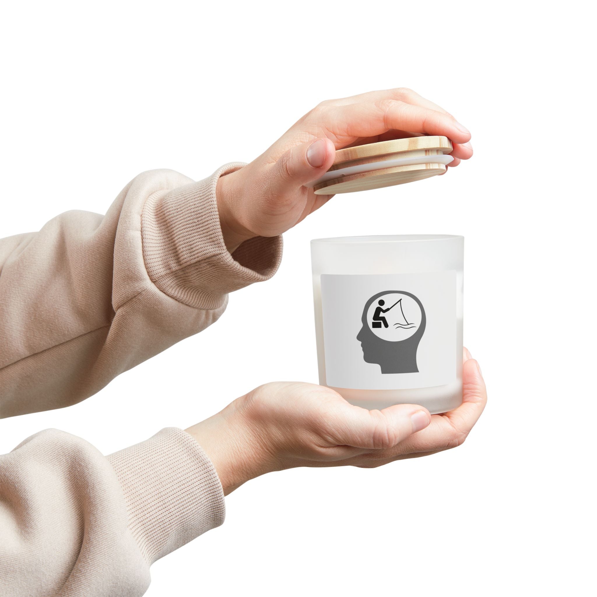 "Fishing On The Brain" Frosted Glass Candle, 11oz. #fishing #fisherman #outdoors