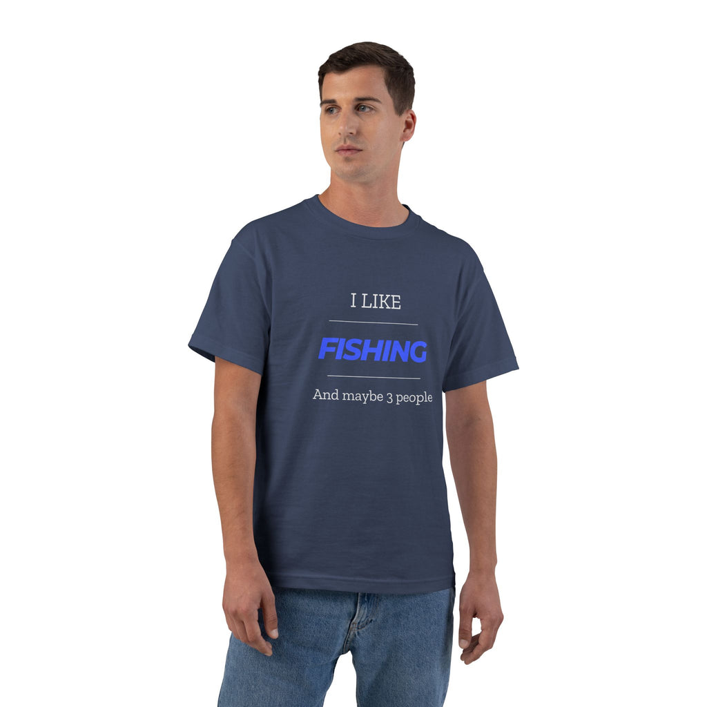 "I Like Fishing and Maybe 3 People" Beefy-T®  Short-Sleeve T-Shirt. #fishing #fish #fisherman #outdoors #dadgift