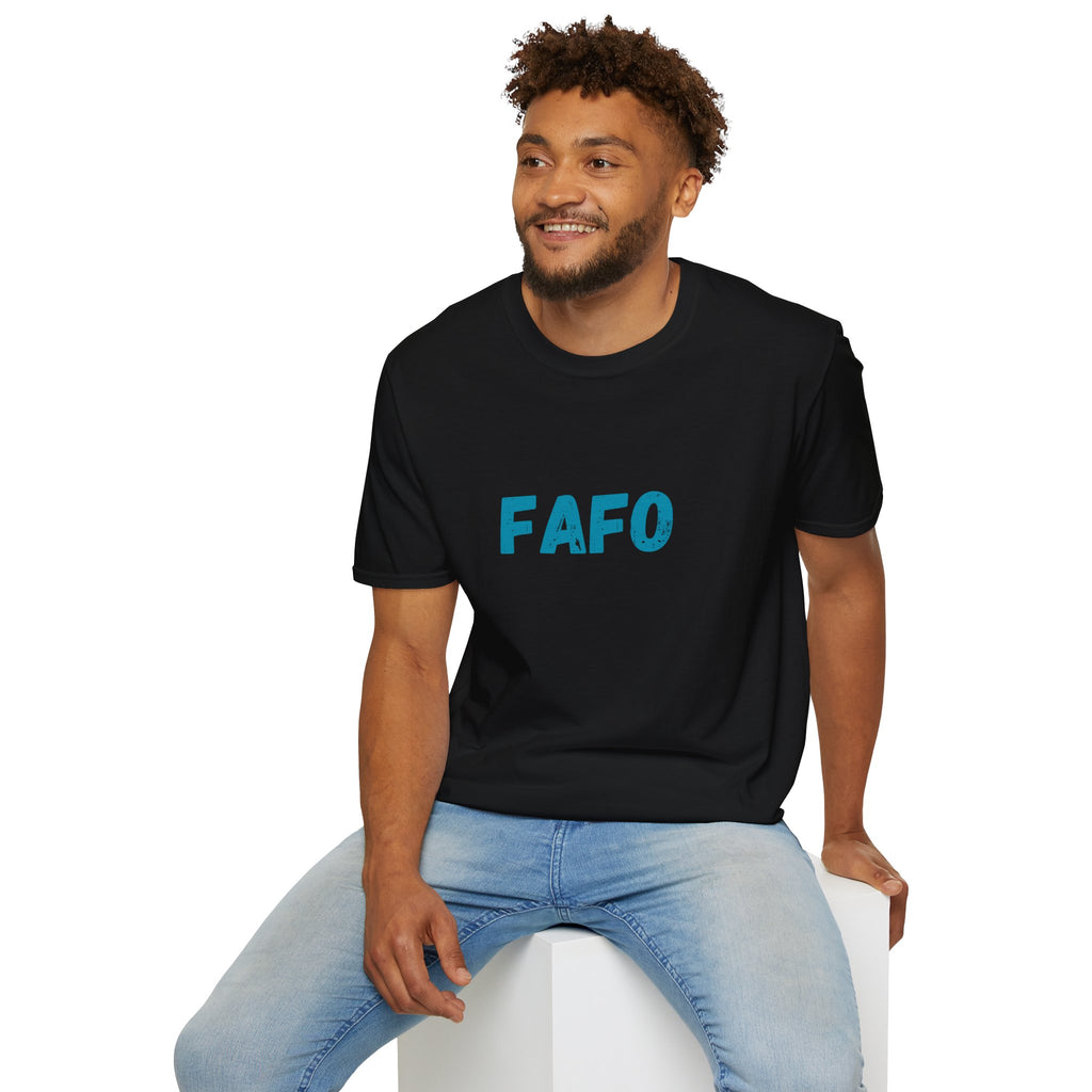 Humorous Unisex Softstyle T-Shirt - "Fish Around and Find Out - FAFO" Shark Design