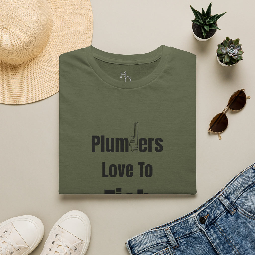 Plumbers Love To Fish T-Shirt — Funny Plumbing Fisherman Tee