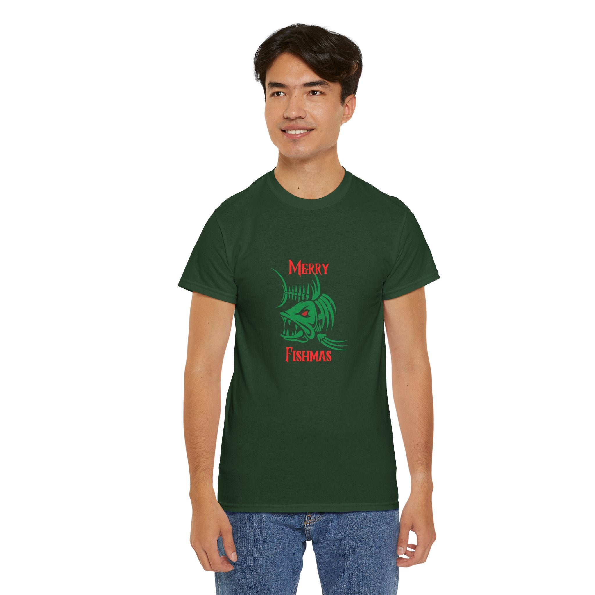 Fishmas Graphic Tee — "Merry Fishmas" Christmas Fishing T-Shirt