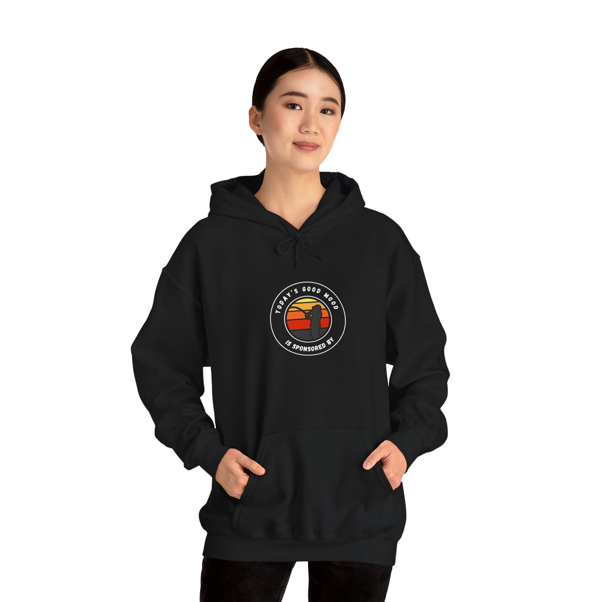 "Today's Good Mood Is Sponsored By Fishing" Retro-Inspired Unisex Hoodie with Cool Graphic Design