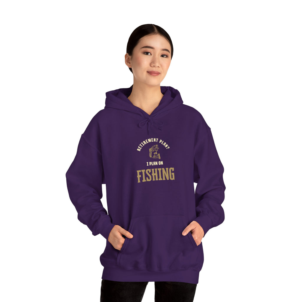 Fishing Enthusiast Hoodie – "Retirement Plan? I Plan on Fishing" Unisex Heavy Blend Sweatshirt