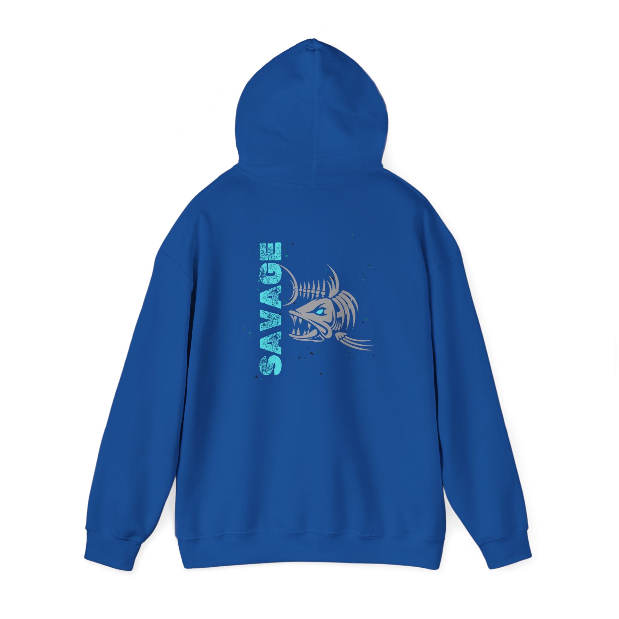 "Savage" Fish Hoodie - Retro Aqua Graphic Hooded Sweatshirt