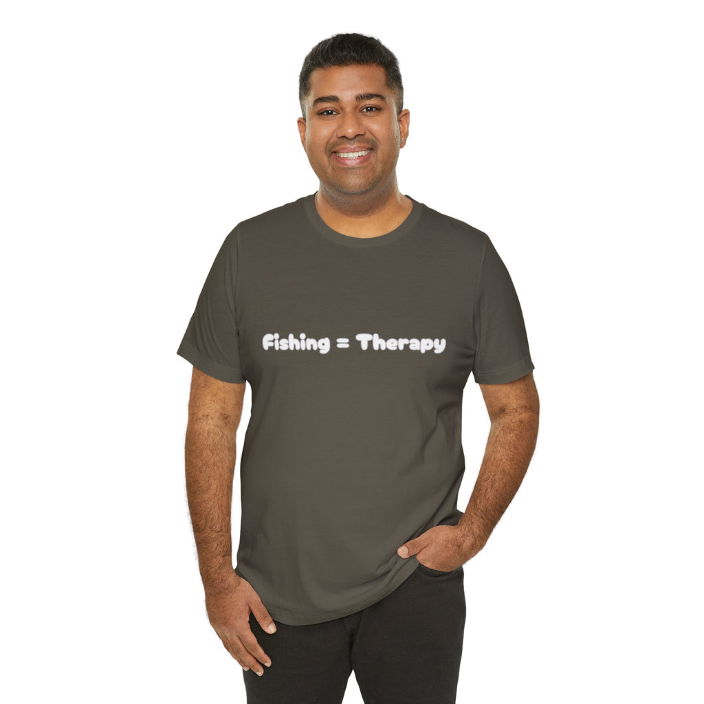 Unisex  "Fishing = Therapy" Jersey Short Sleeve Tee.