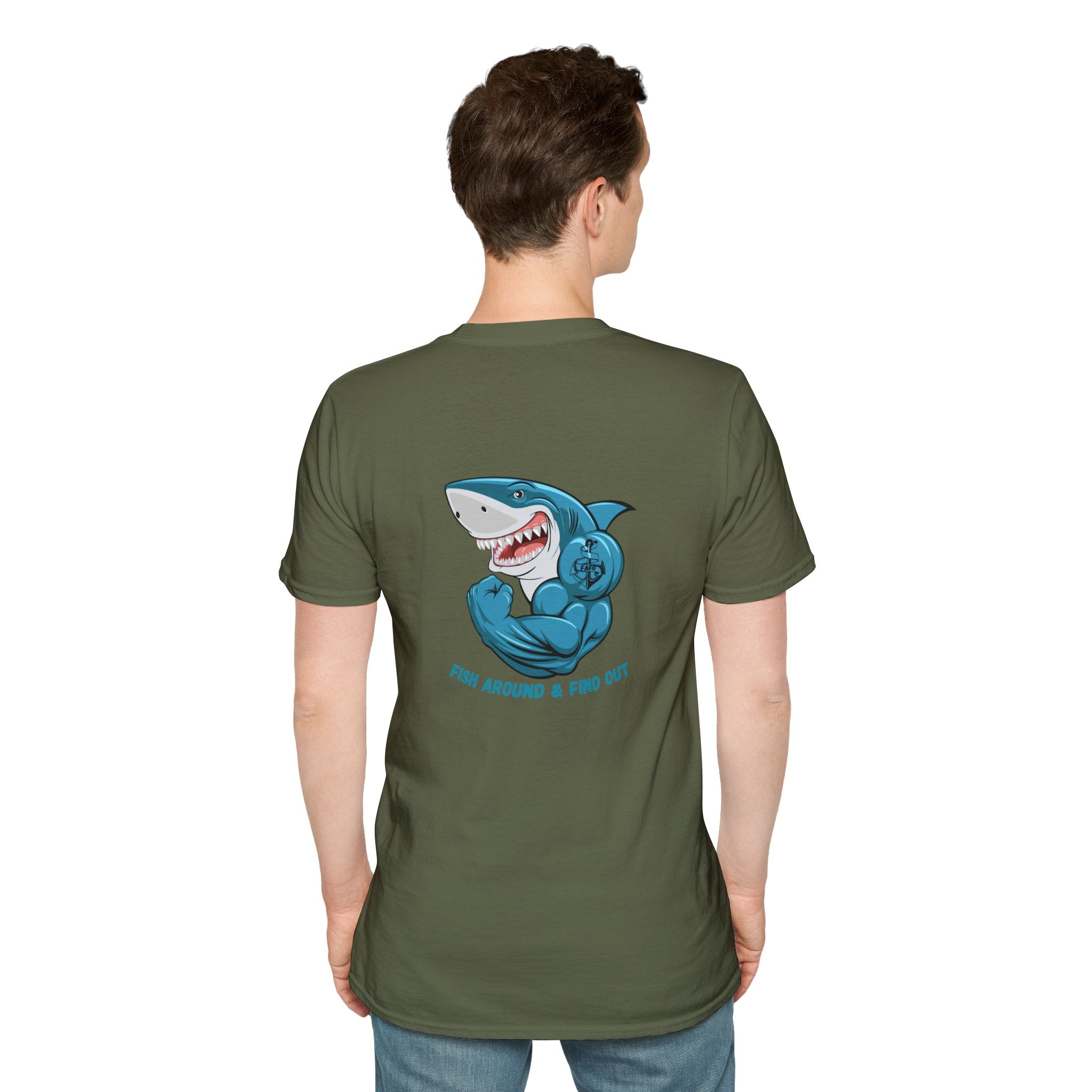 Humorous Unisex Softstyle T-Shirt - "Fish Around and Find Out - FAFO" Shark Design