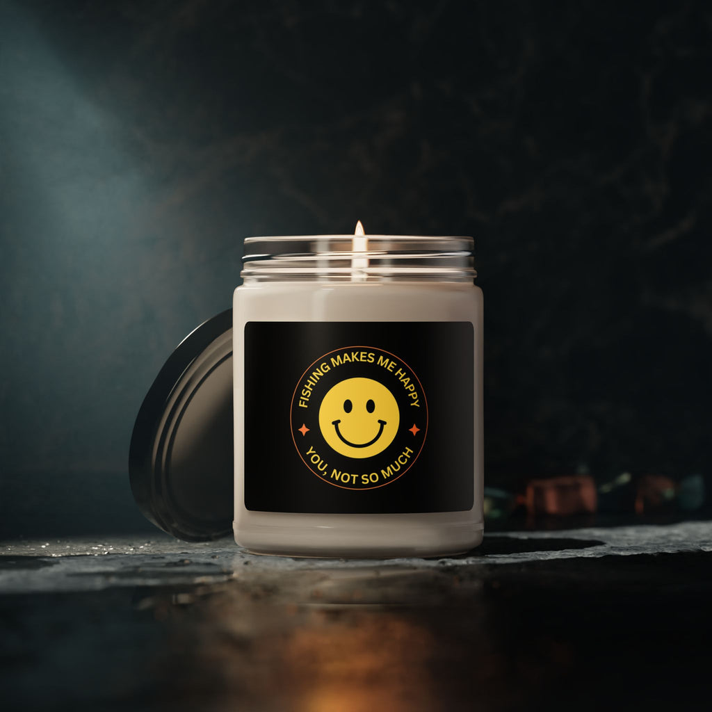 "Fishing Makes Me Happy" Scented Soy Candle - 9oz