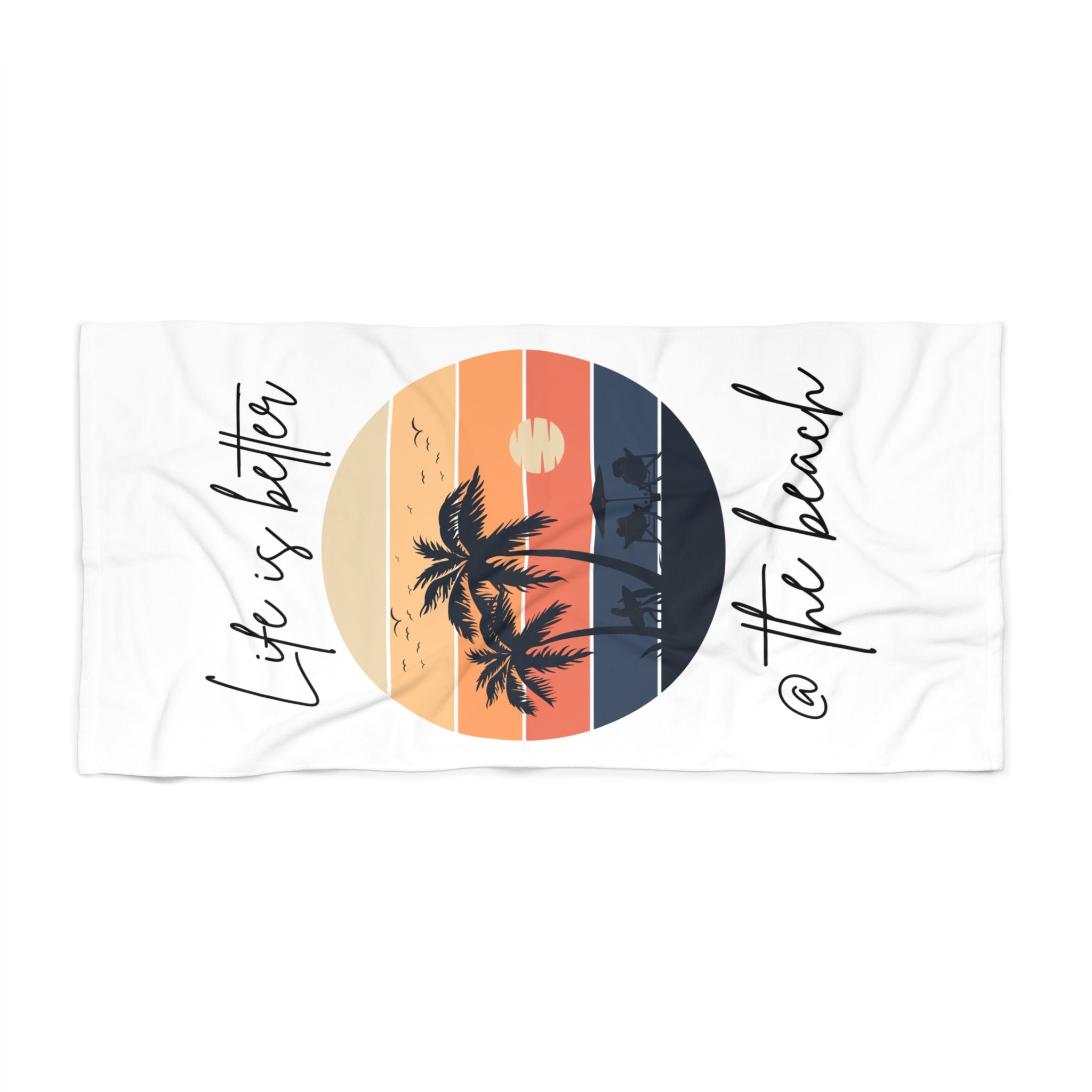 "Life is Better @ The Beach" Fishing Lifestyle Beach Towel — Gift for Anglers