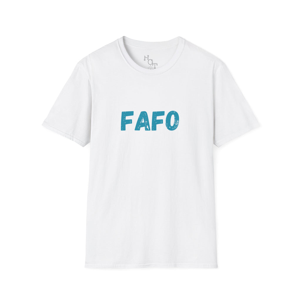 Humorous Unisex Softstyle T-Shirt - "Fish Around and Find Out - FAFO" Shark Design