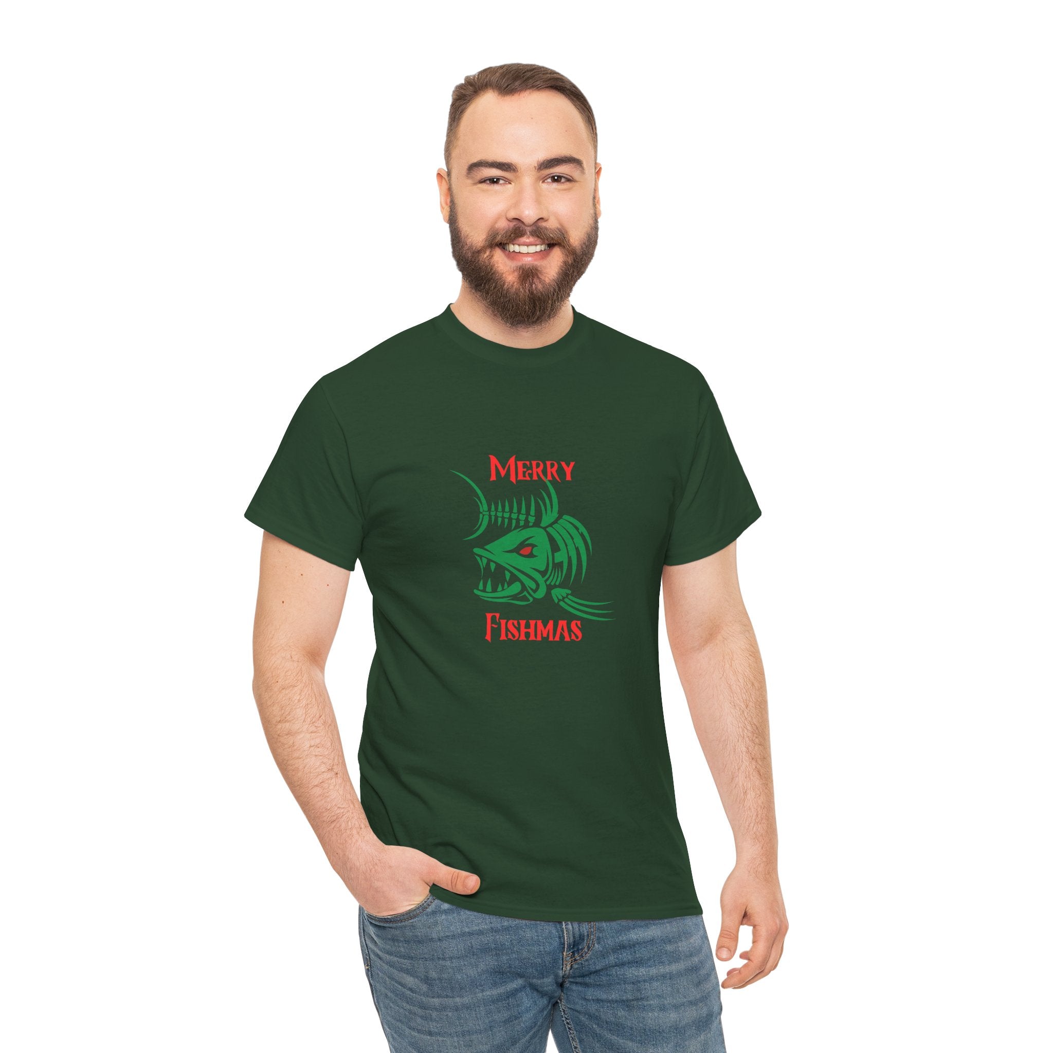 Fishmas Graphic Tee — "Merry Fishmas" Christmas Fishing T-Shirt