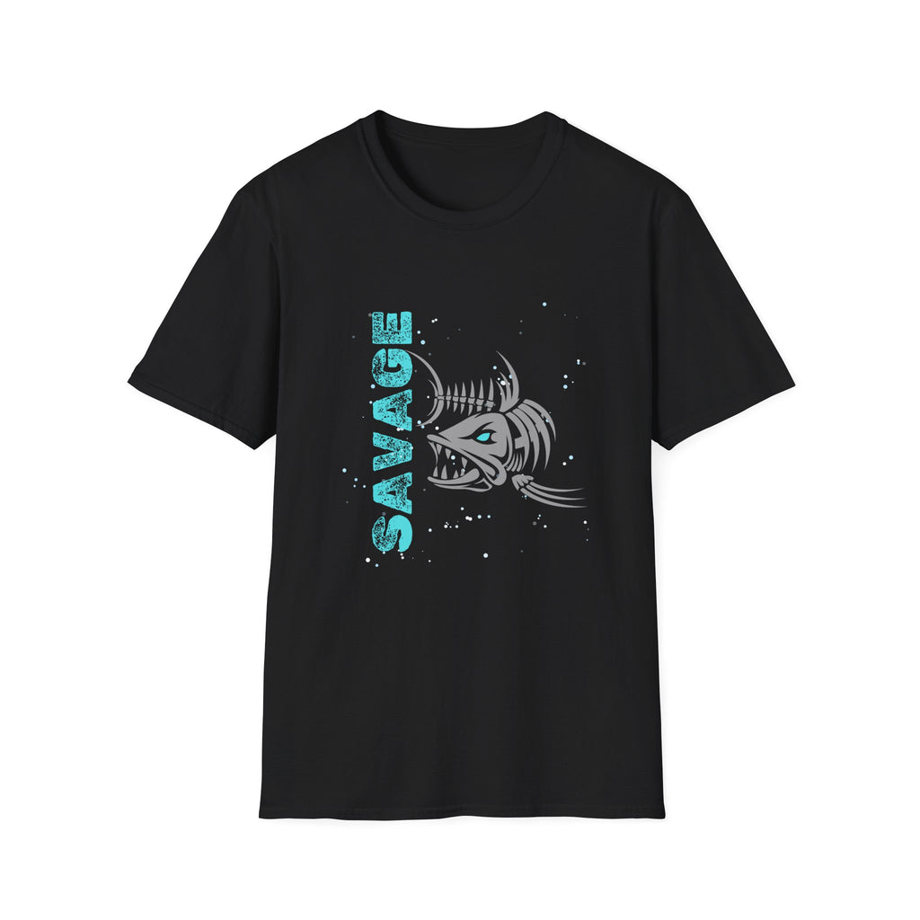 Savage Skeleton Fish Unisex Softstyle T-Shirt - Stylish and Comfortable Angler Apparel