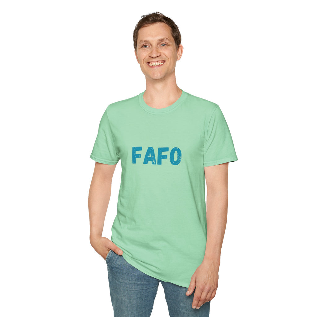 Humorous Unisex Softstyle T-Shirt - "Fish Around and Find Out - FAFO" Shark Design