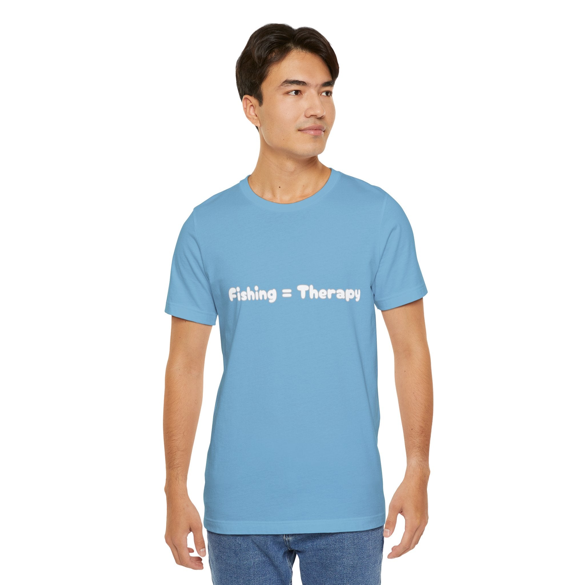 Unisex  "Fishing = Therapy" Jersey Short Sleeve Tee.