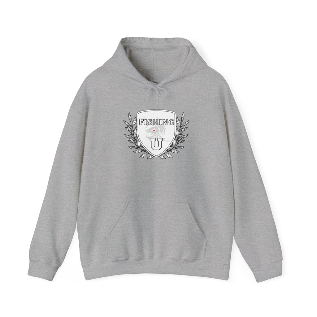 "Fishing University" Unisex Heavy Blend Hoodie - Fun Design for Fishermen