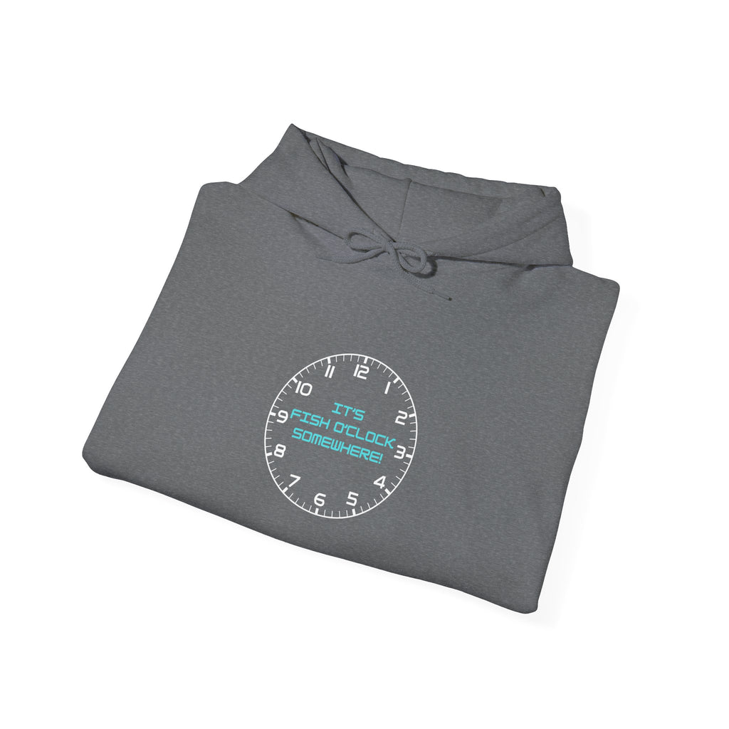 "It's Fish O'Clock Somewhere" Funny Fishing Heavy Blend™ Hooded Sweatshirt — Gift for Anglers