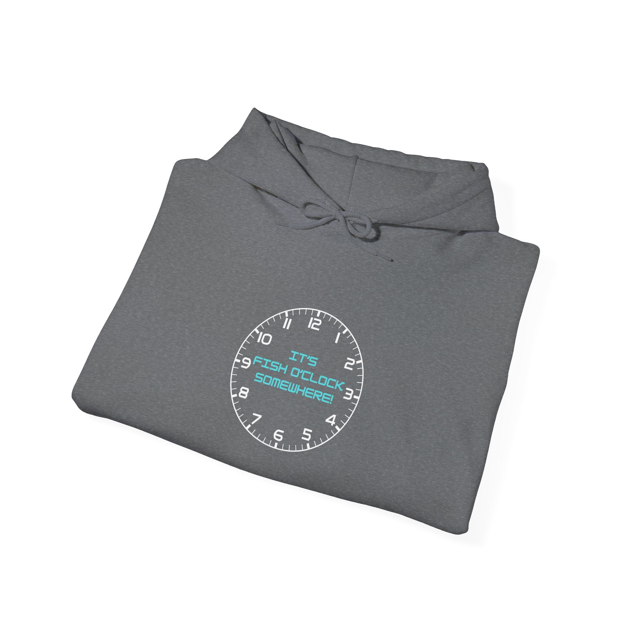 "It's Fish O'Clock Somewhere" Funny Fishing Heavy Blend™ Hooded Sweatshirt — Gift for Anglers