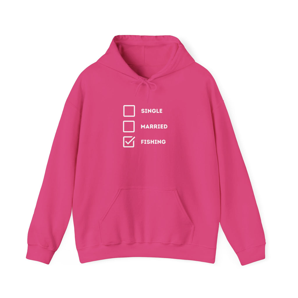 Fishing Humor Unisex Hoodie - "Single, Married, Fishing Checkbox" Design -Perfect for Anglers