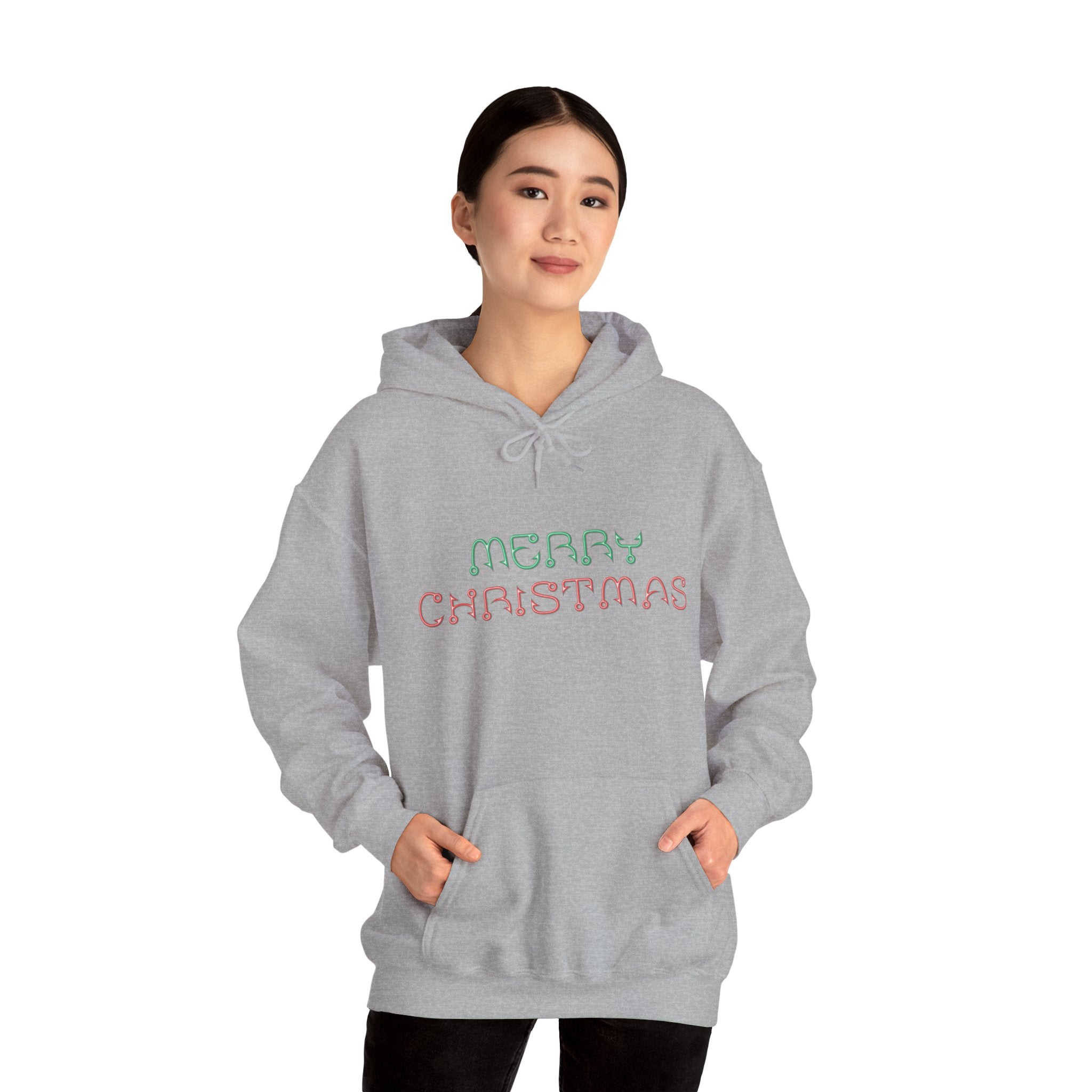 Merry Christmas Fishing Hook Script Hoodie — Cozy Holiday Sweatshirt