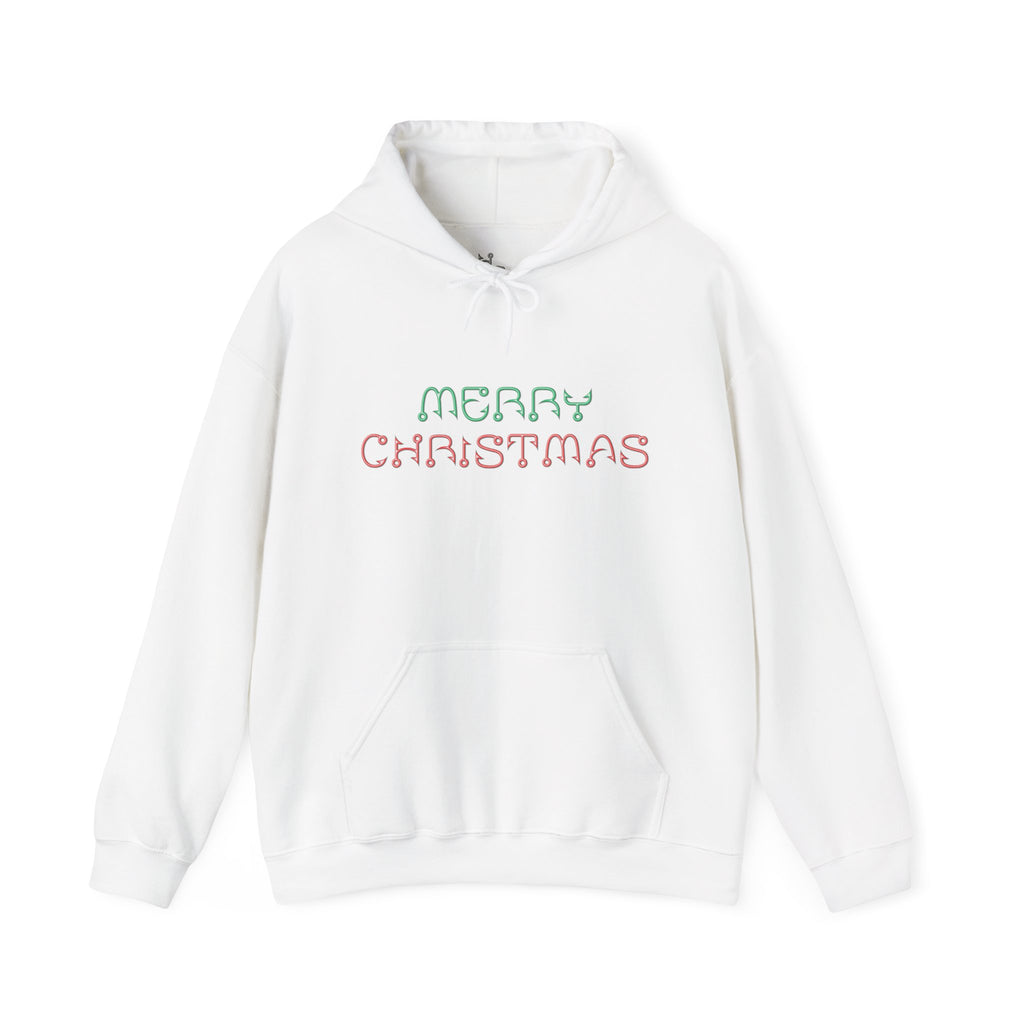 Merry Christmas Fishing Hook Script Hoodie — Cozy Holiday Sweatshirt