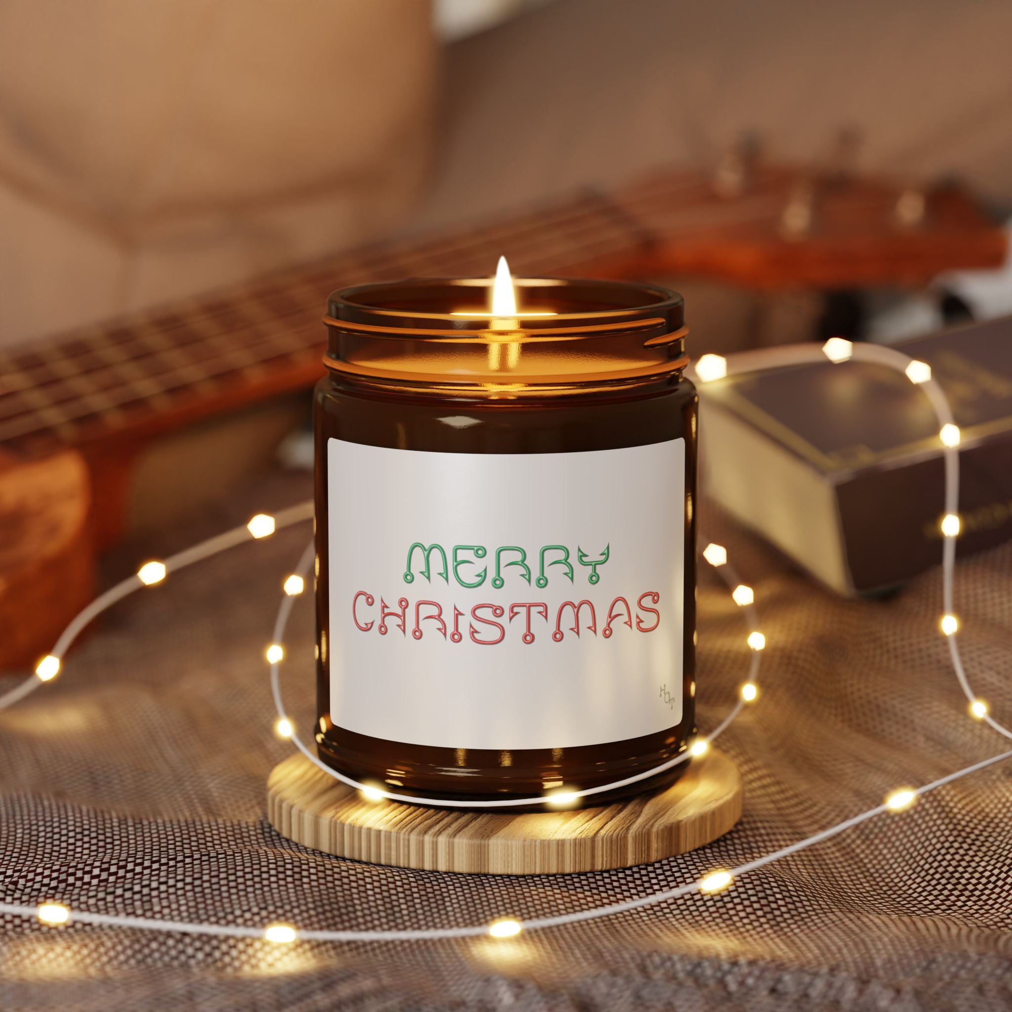 Merry Christmas Scented Soy Candle — Amber Jar Holiday Candle