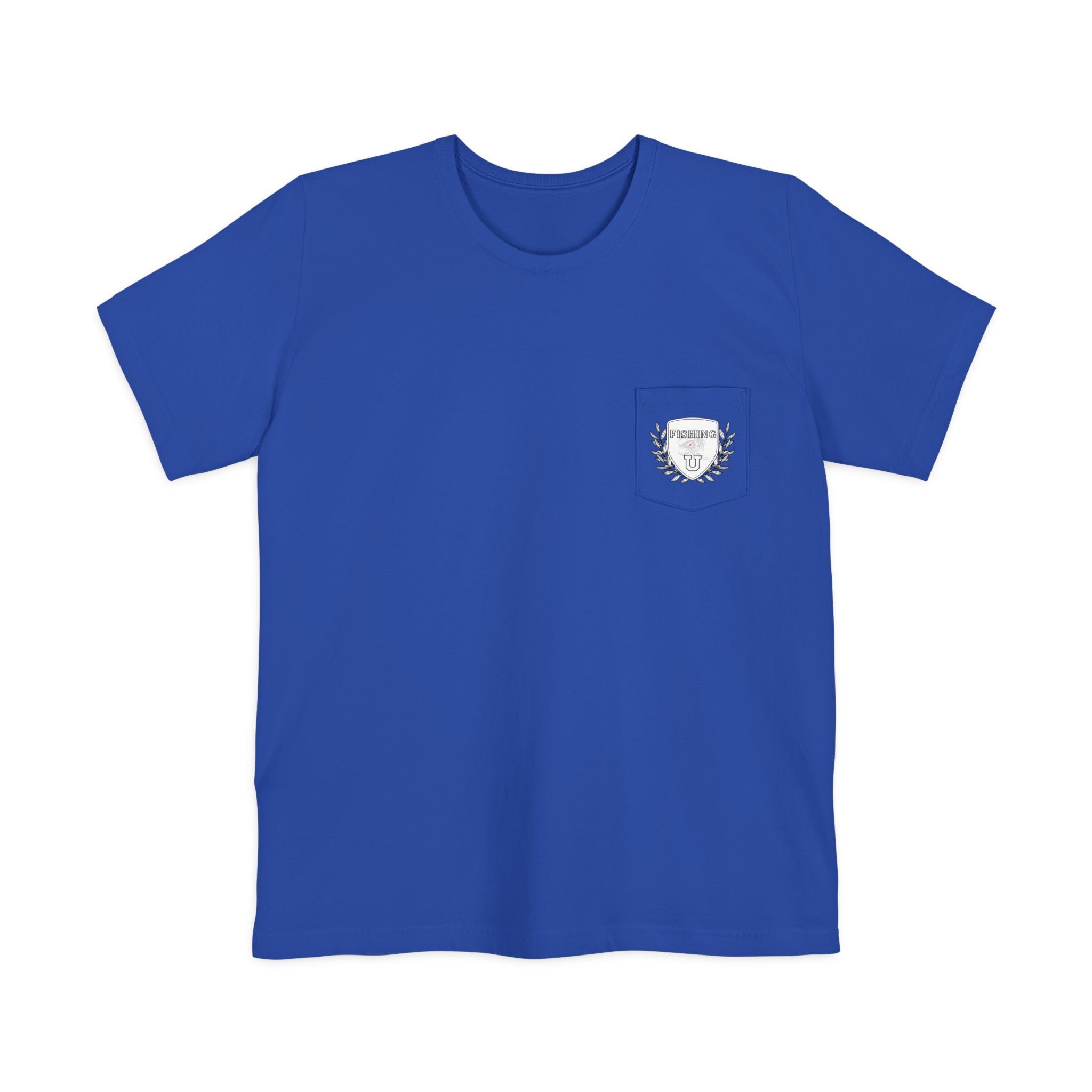 "Fishing University" Unisex Pocket T-Shirt - Unique Graphic Tee for Casual Style.