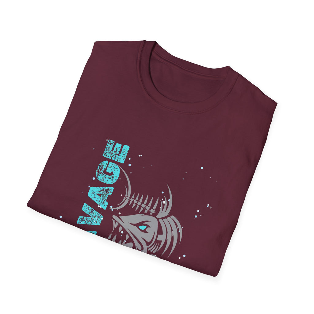 Savage Skeleton Fish Unisex Softstyle T-Shirt - Stylish and Comfortable Angler Apparel
