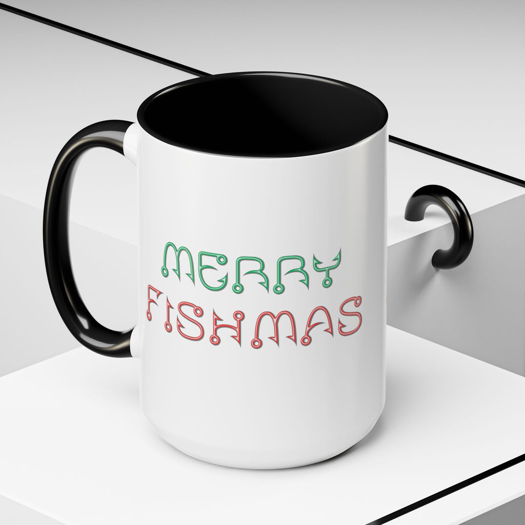 Merry Fishmas Coffee Mug — Funny Holiday Fishing Gift (11/15 oz)
