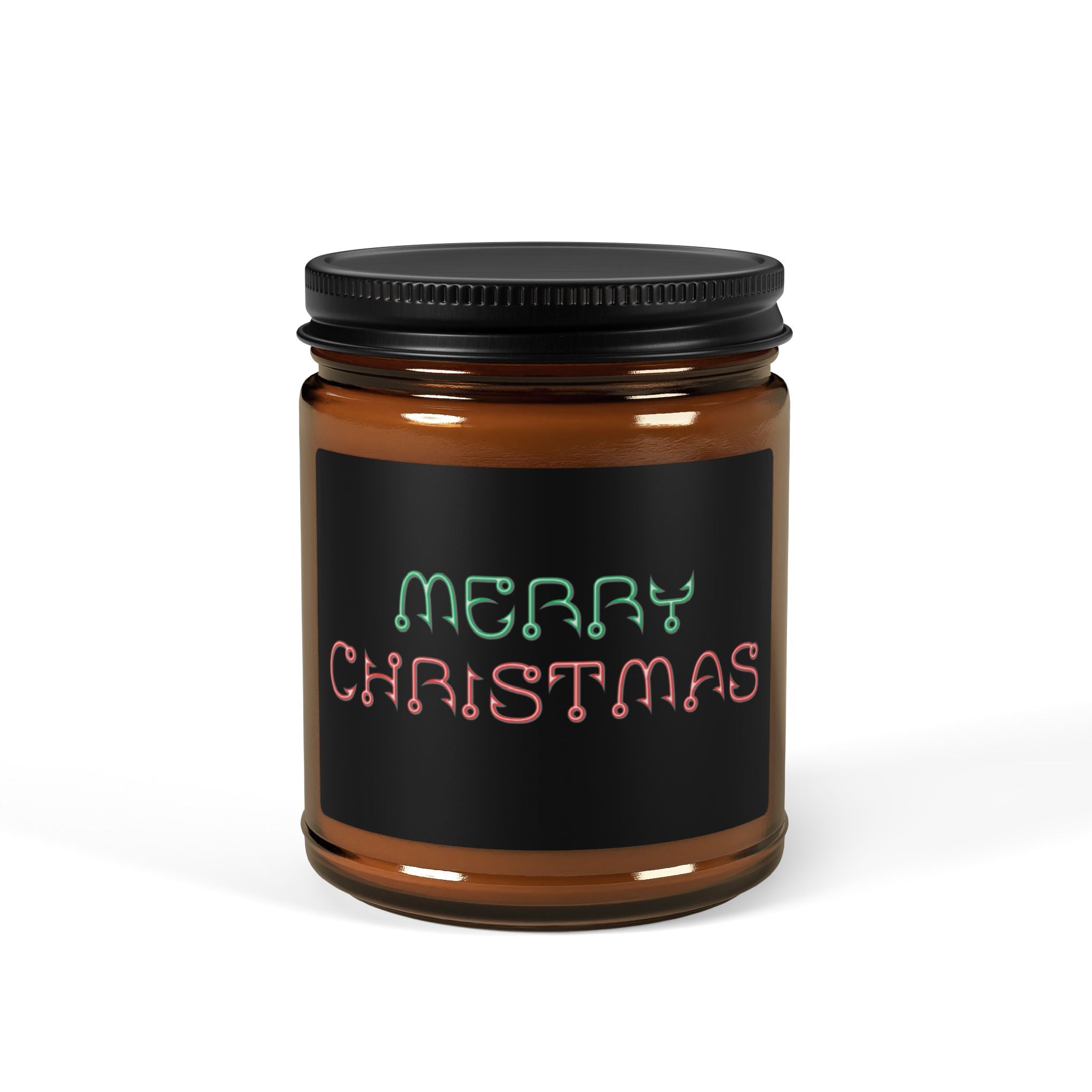 Christmas Scented Soy Candle — “Merry Christmas” Fishing Hook Amber Jar (Multiple Sizes)