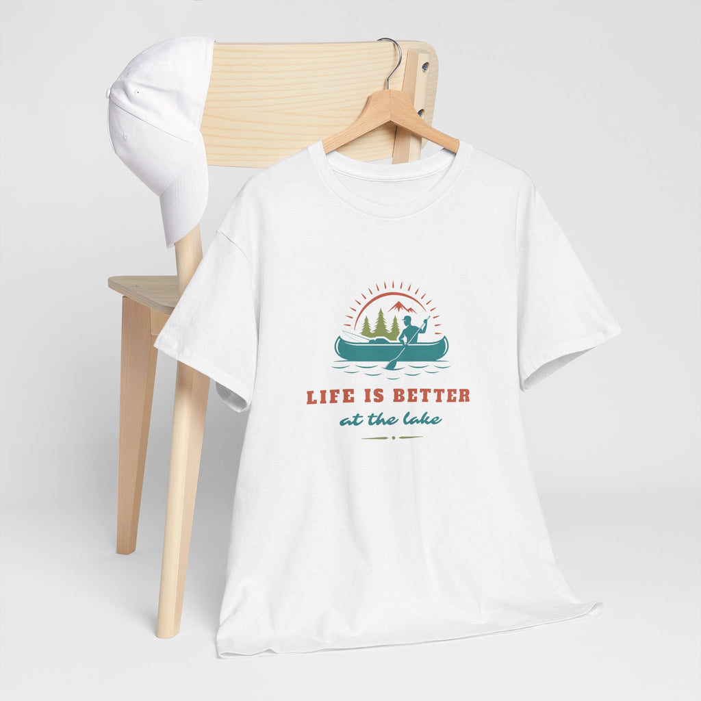 Life is Better at the Lake Unisex Heavy Cotton T-Shirt - Comfortable Outdoor Shirt