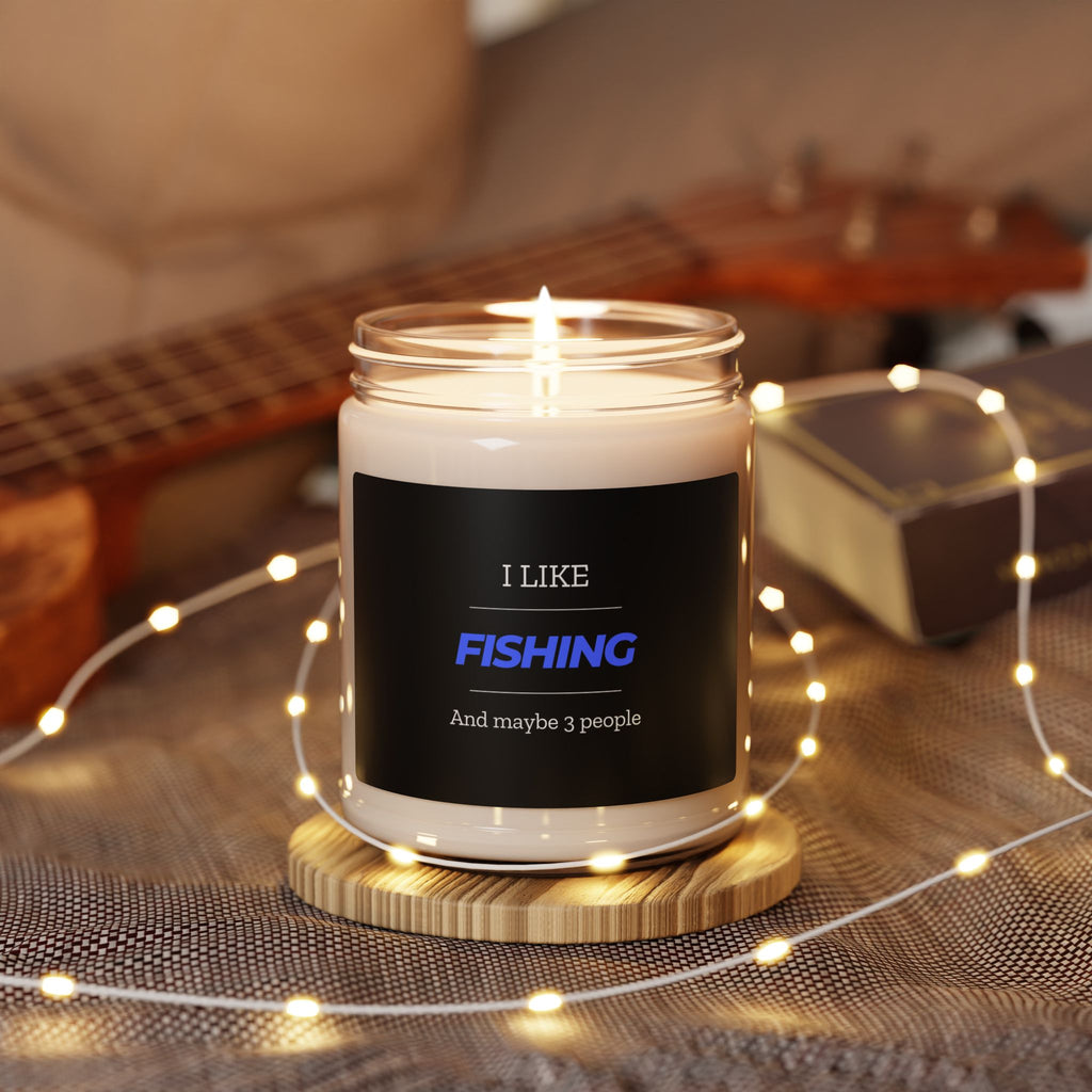 "I Like Fishing, and maybe 3 people"-Themed Scented Soy Candle - Perfect Gift for Anglers