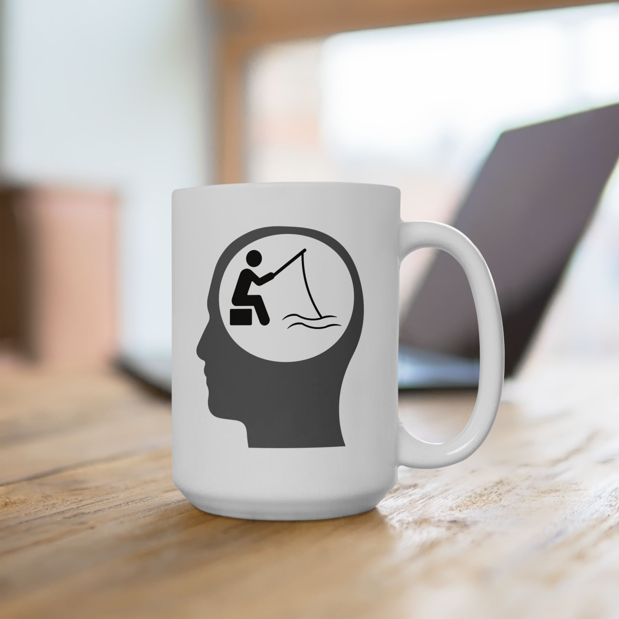 "Fishing On The Brain" Ceramic Mug, (11oz, 15oz). #fishing #fish #fisherman #coffeemugs #outdoors #coffee