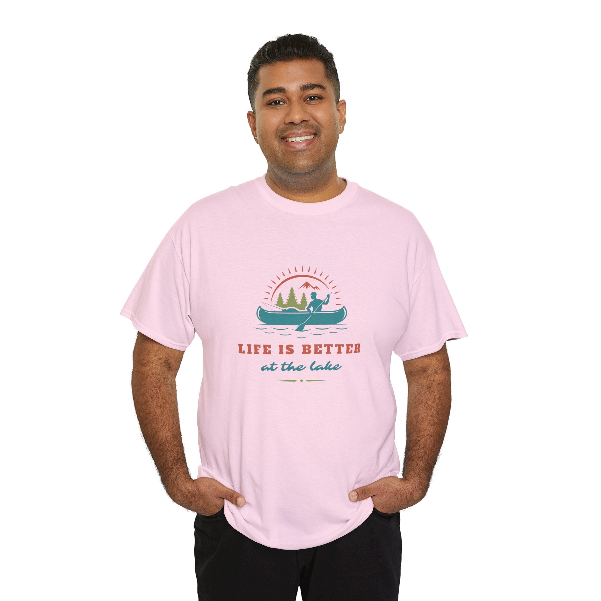 Life is Better at the Lake Unisex Heavy Cotton T-Shirt - Comfortable Outdoor Shirt