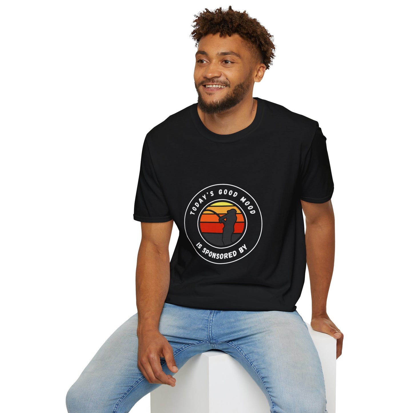 "Today's Good Mood Is Sponsored By Fishing" Unisex Softstyle T-Shirt.