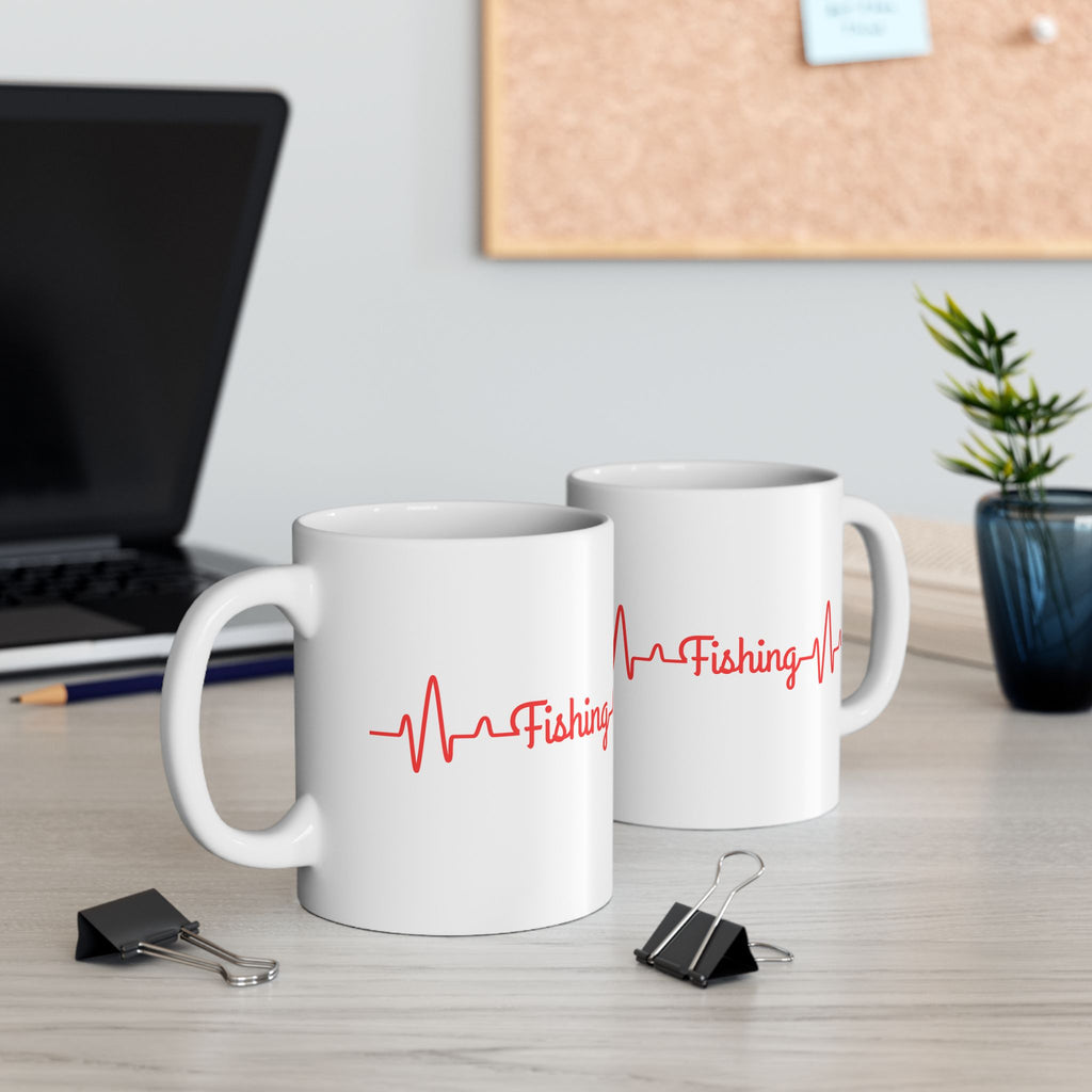 "Fishing Heartbeat" Ceramic Mug - Perfect Gift for Fishing Enthusiasts
