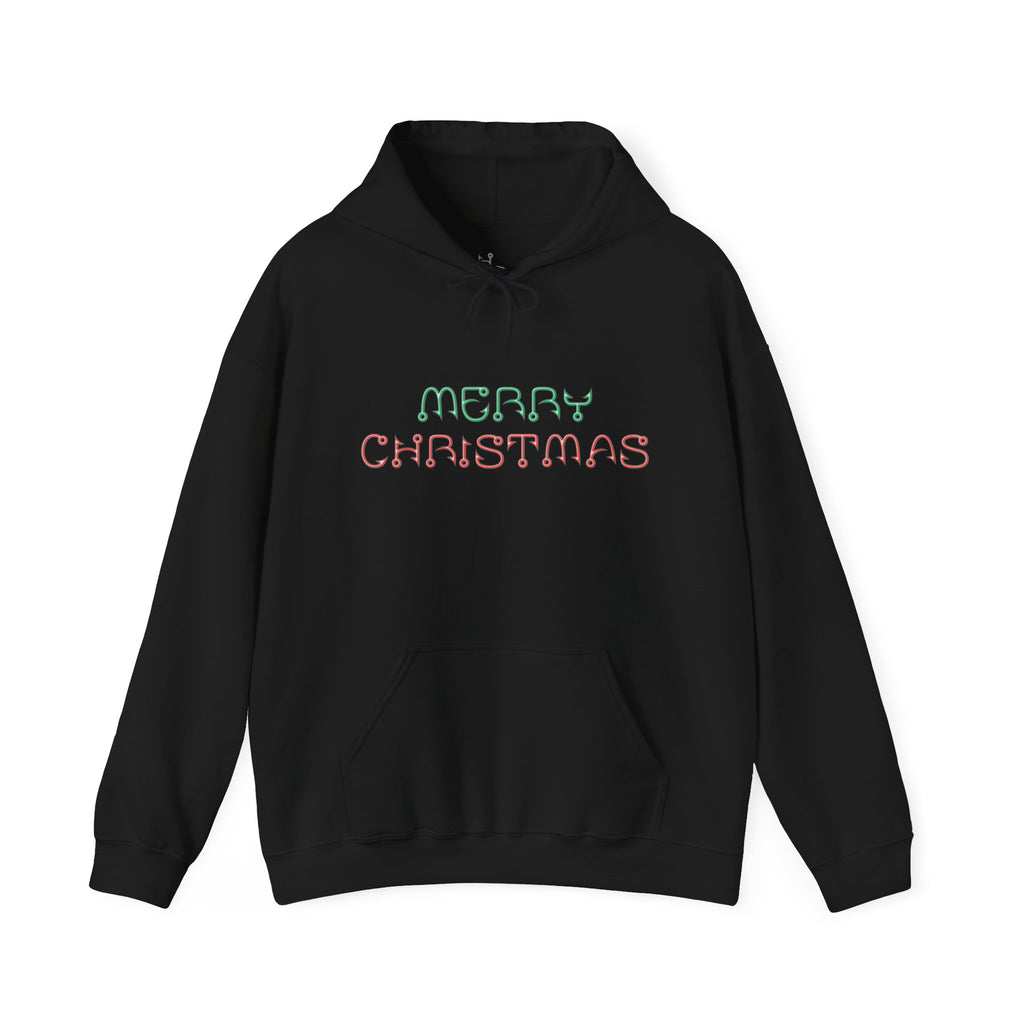 Merry Christmas Fishing Hook Script Hoodie — Cozy Holiday Sweatshirt